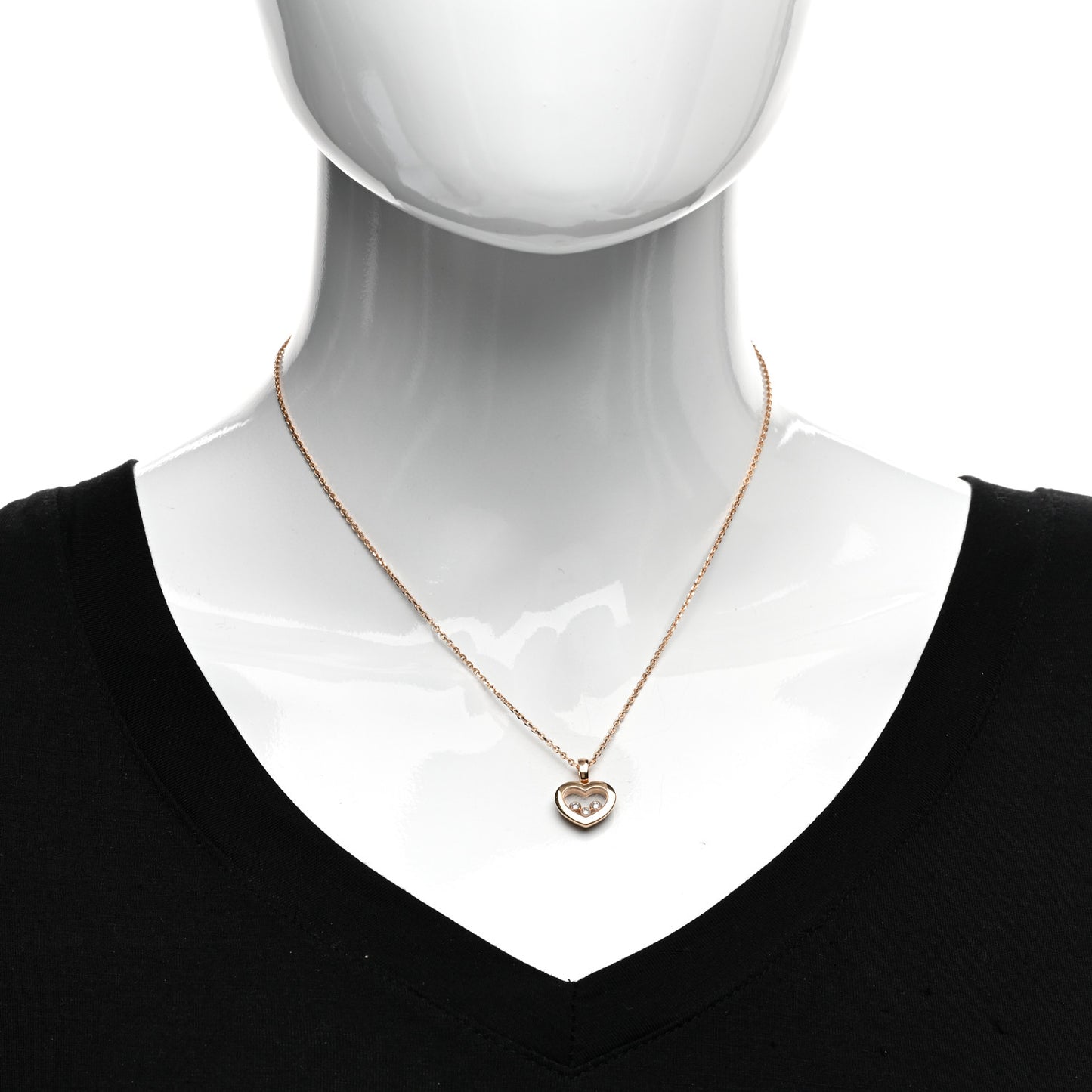 18K Rose Gold Diamond Happy Diamonds Icons Heart Pendant Necklace