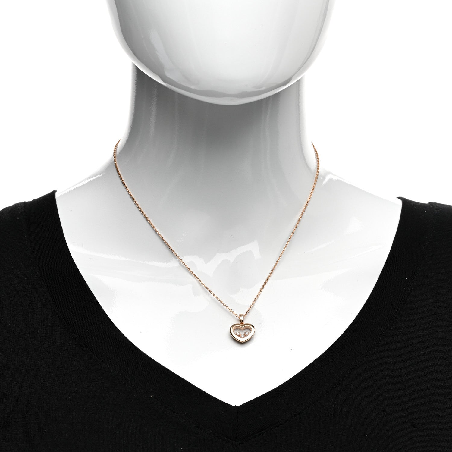 Chopard 18K Rose Gold Diamond Happy Diamonds Icons Heart Pendant Necklace 2 of 5