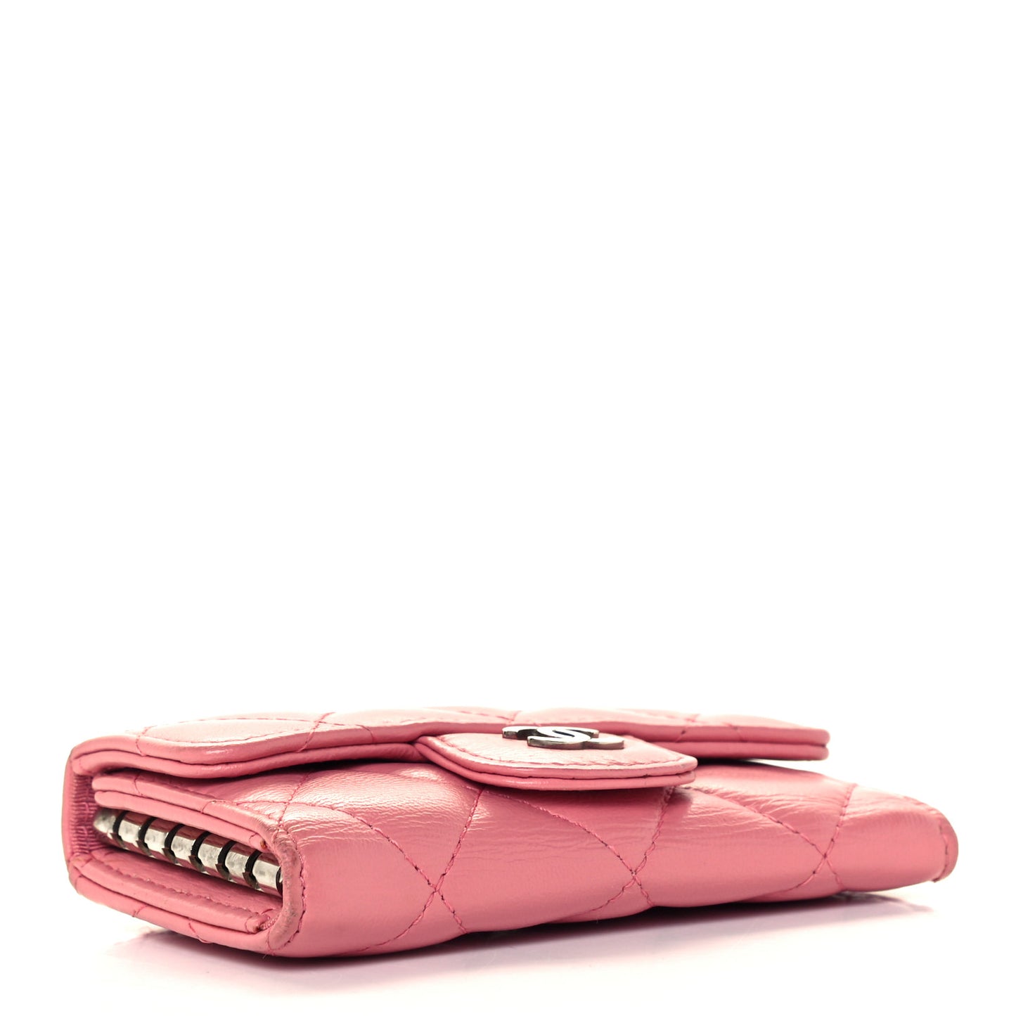 Lambskin Quilted 6 Key Holder Pink