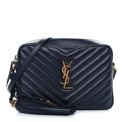 Saint Laurent Calfskin Matelasse Monogram Lou Camera Bag Navy 1 of 10