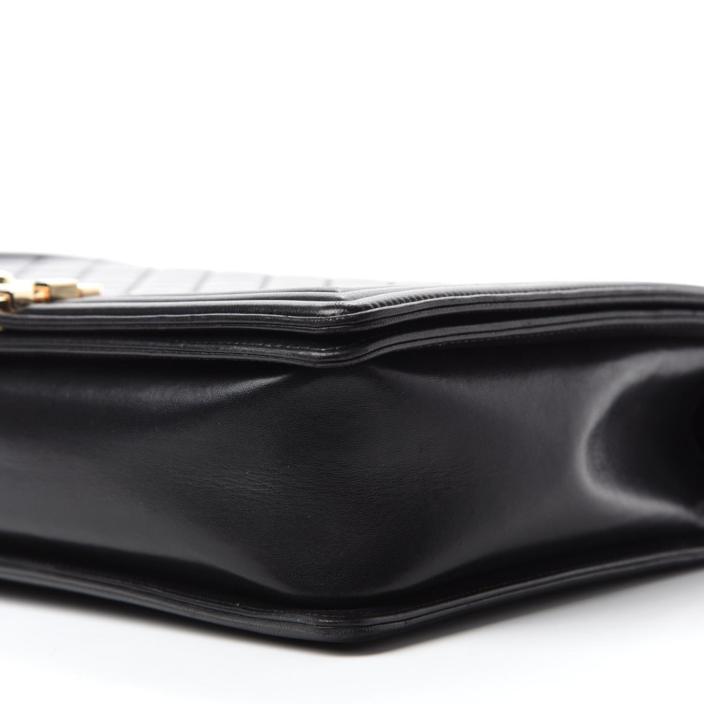 Calfskin Quilted Large Boy Flap Black