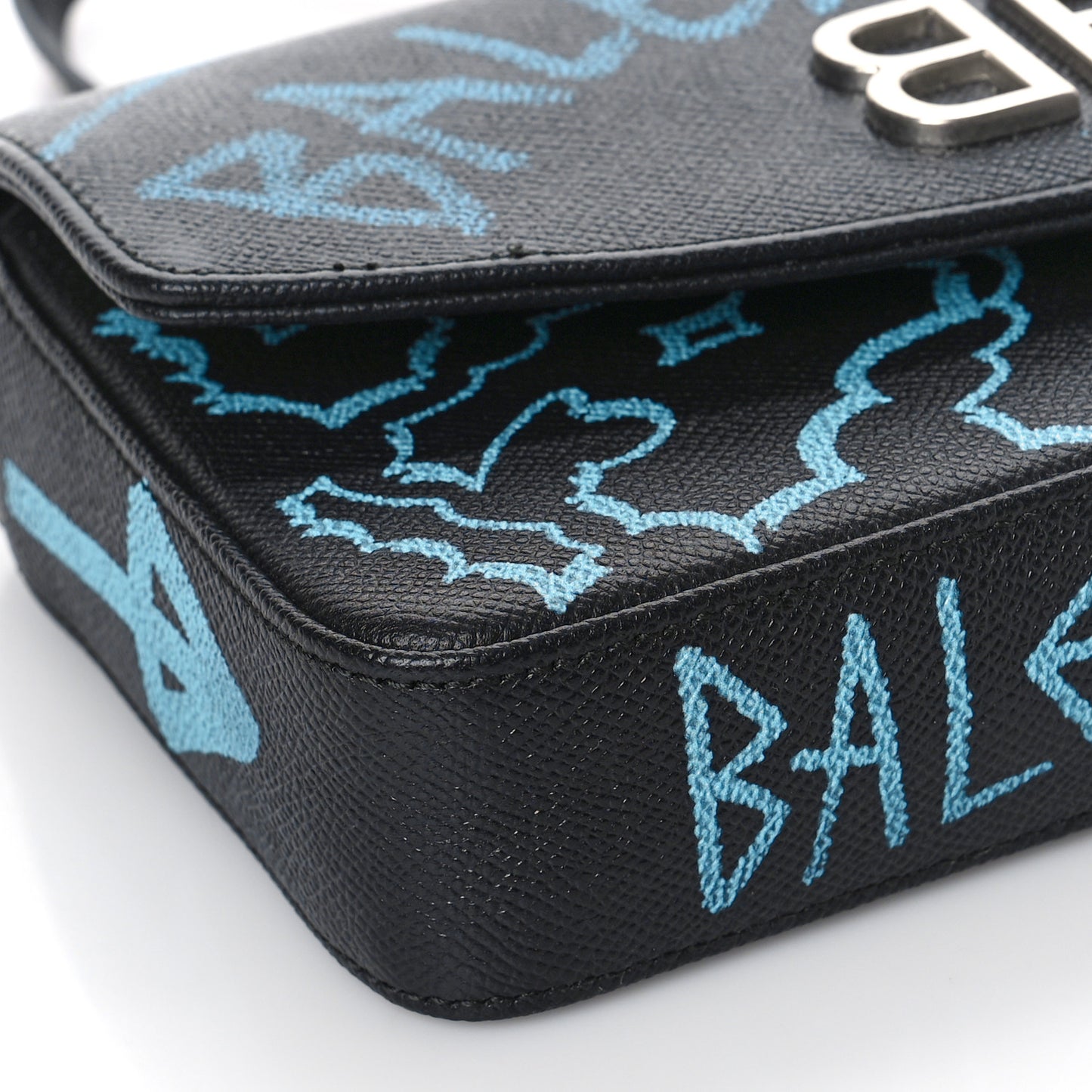 Calfskin Graffiti BB Chain Wallet Black Multicolor