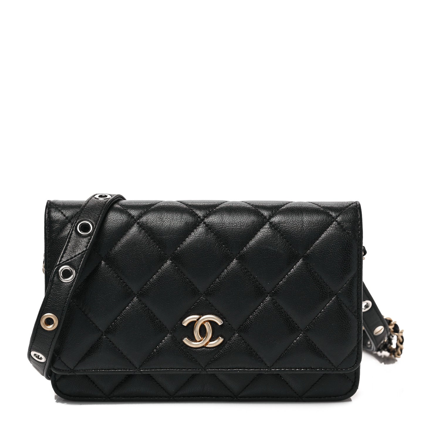 Goatskin Quilted Quilted Like A Wallet Wallet On Chain WOC Black