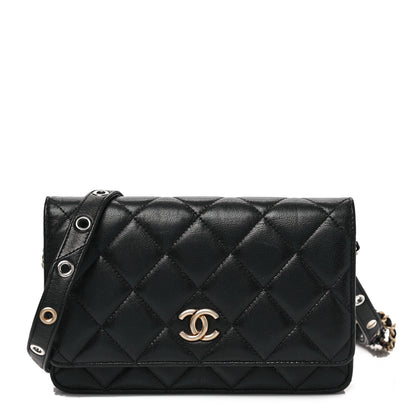 Chanel Goatskin Quilted Quilted Like A Wallet Wallet On Chain WOC Black 1 of 9