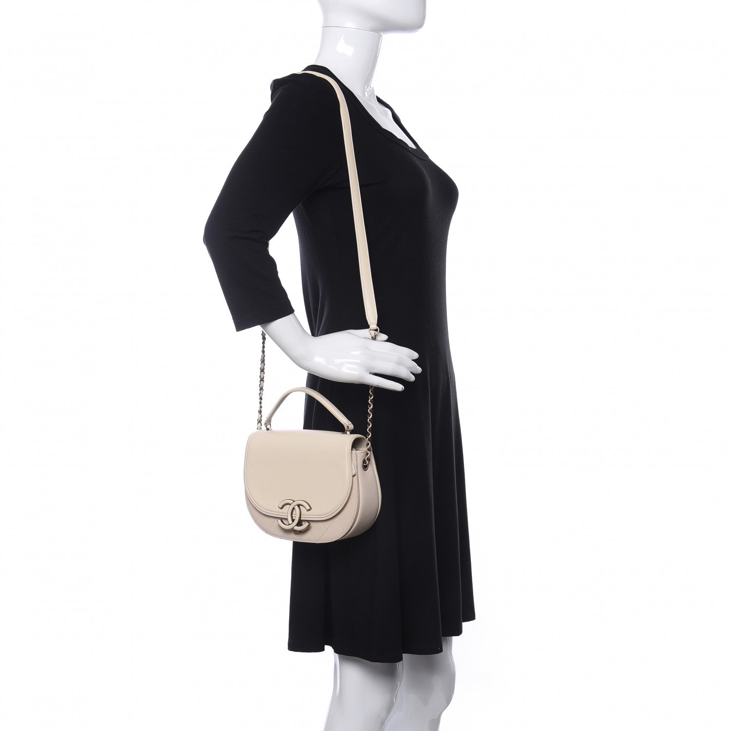 Chanel Shiny Calfskin Goatskin Quilted Small Coco Curve Messenger Flap White 2 of 10