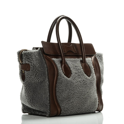 Celine Smooth Calfskin Shearling Mini Luggage Grey 3 of 6