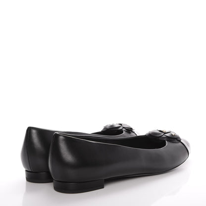 Chanel Lambskin Patent Cap Toe Camellia Ballerina Flats 42 Black 4 of 9