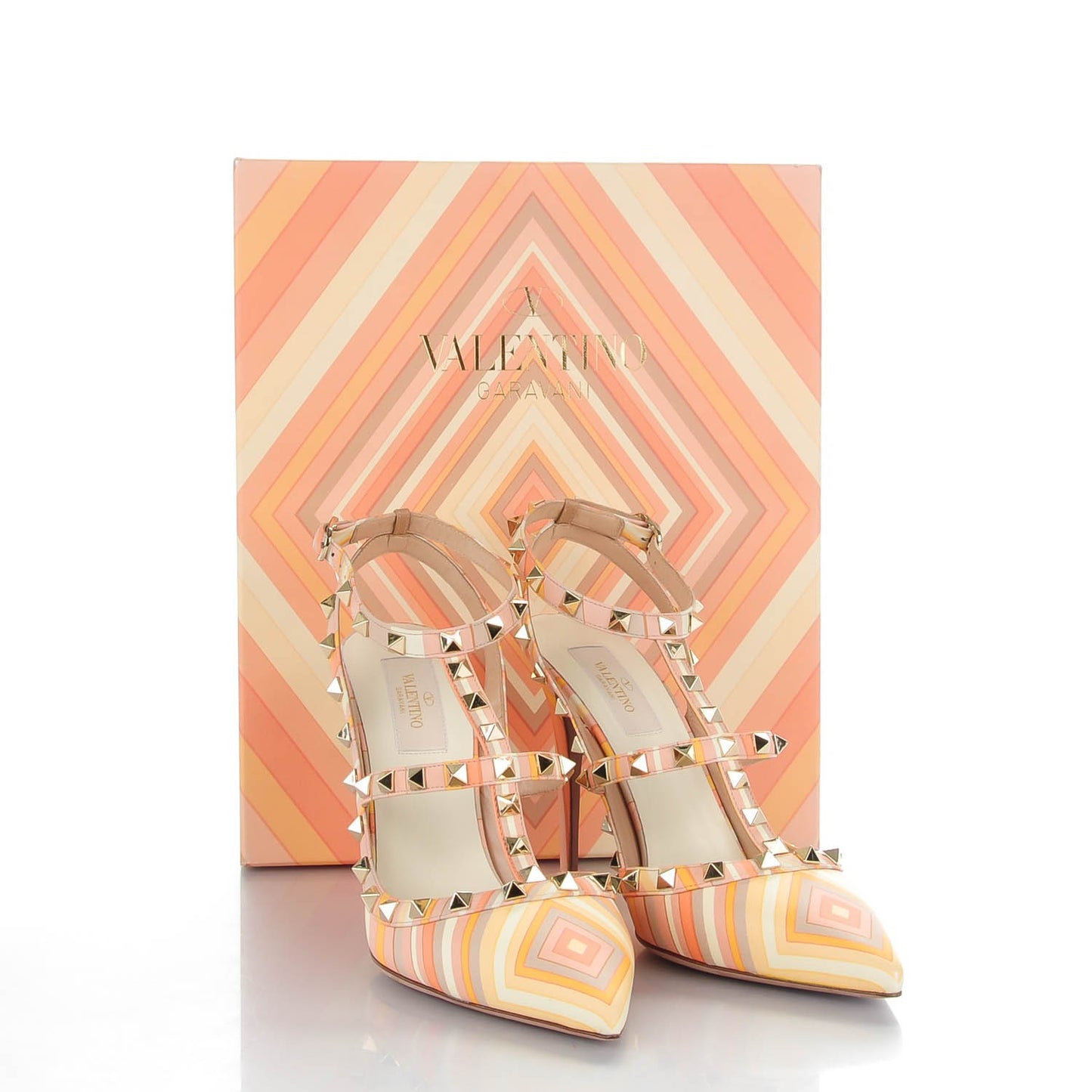 Nappa Native Couture 1975 Rockstud Ankle Strap 100mm Pumps 40 Mandarin Sorbet