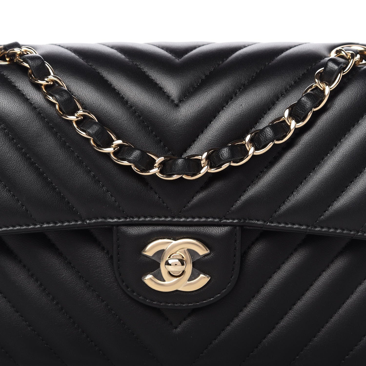 Chanel Lambskin Chevron Quilted Small Double Flap Black 10 of 11