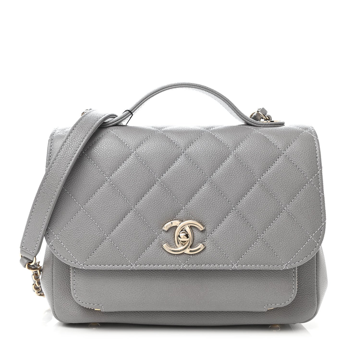 Caviar Quilted Medium Business Affinity Flap Grey