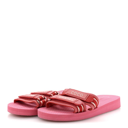 Chanel Fabric Rubber Coco Slides 38 Red 4 of 11