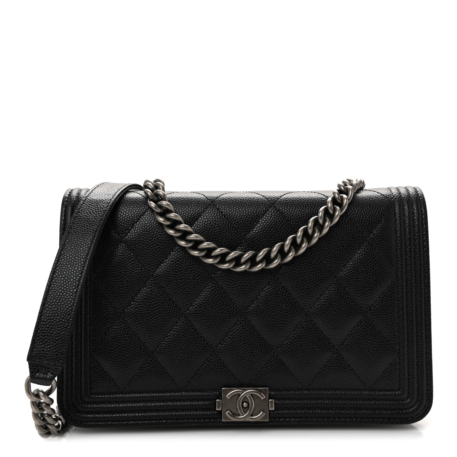Chanel Caviar Quilted Boy Wallet On Chain WOC Black 1 of 12