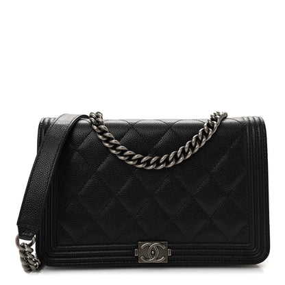 Chanel Caviar Quilted Boy Wallet On Chain WOC Black 1 of 12