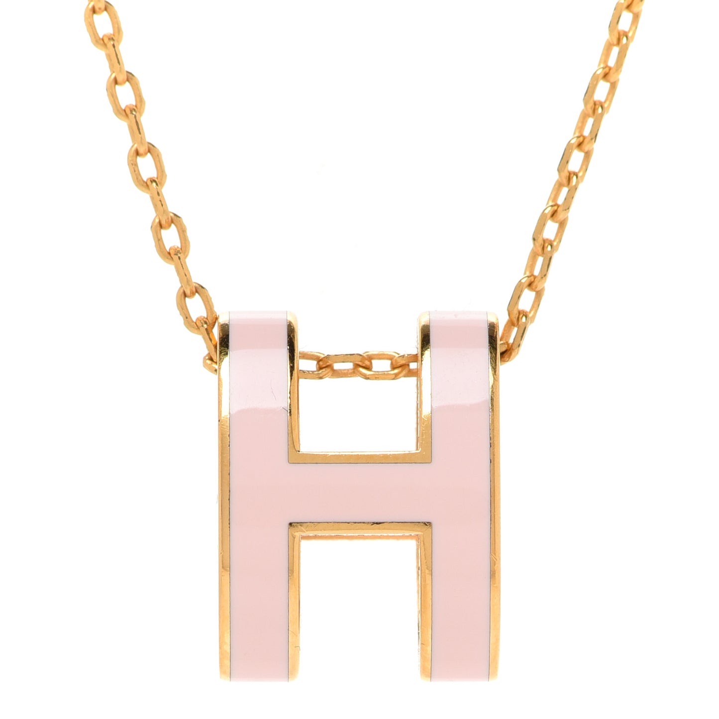 Lacquered Rose Gold Pop H Pendant Necklace Rose Dragee