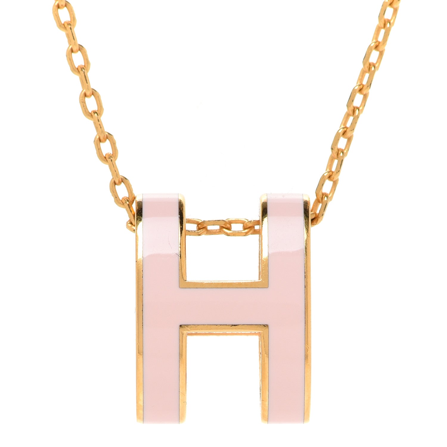 Hermes Lacquered Rose Gold Pop H Pendant Necklace Rose Dragee 4 of 8