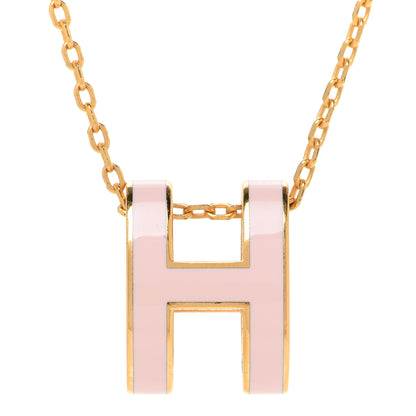 Hermes Lacquered Rose Gold Pop H Pendant Necklace Rose Dragee 4 of 8