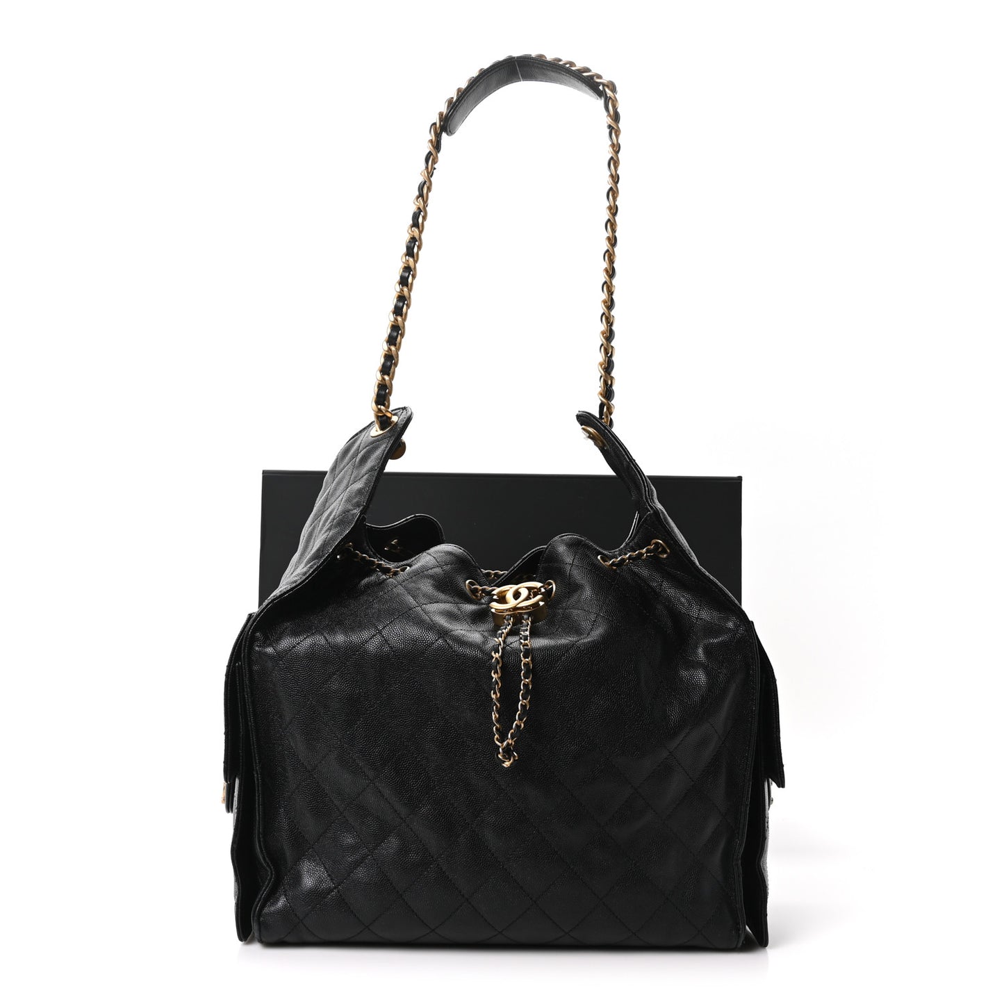 Caviar Quilted Medium Chanel 25 Handbag Black