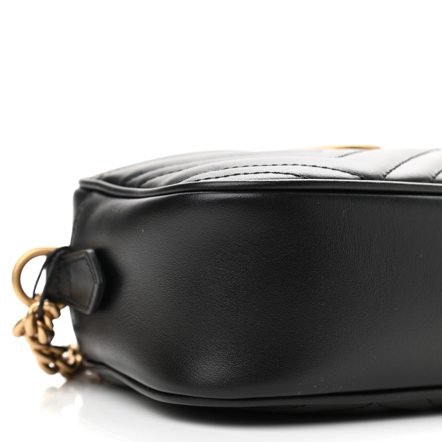 Gucci Calfskin Matelasse Small GG Marmont Chain Shoulder Bag Black 9 of 10