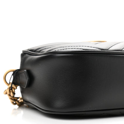 Gucci Calfskin Matelasse Small GG Marmont Chain Shoulder Bag Black 9 of 10