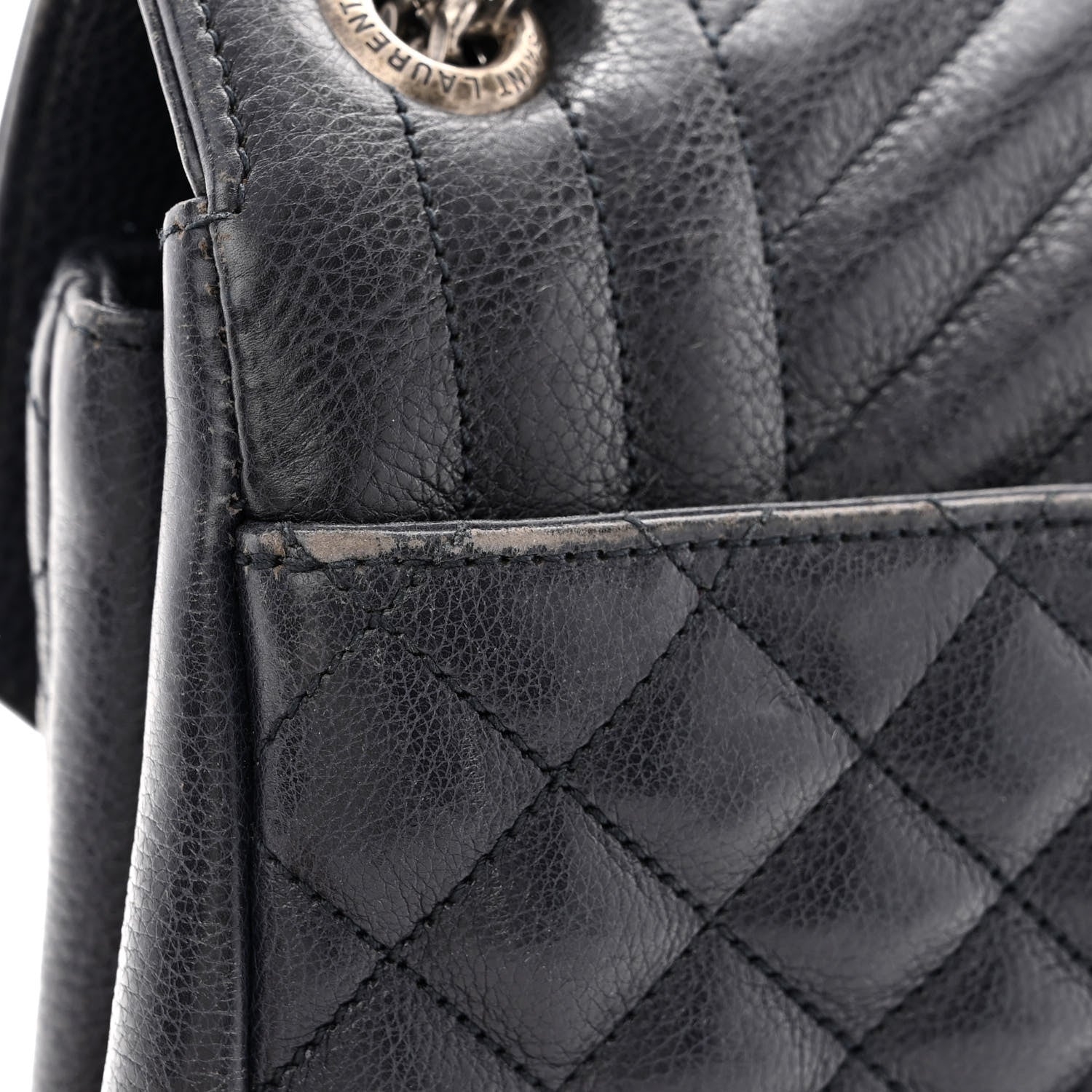 Saint Laurent SAINT LAURENT Calfskin Mixed Matelasse Triquilt Large Monogram Envelope Satchel Deep Marine 15 of 19