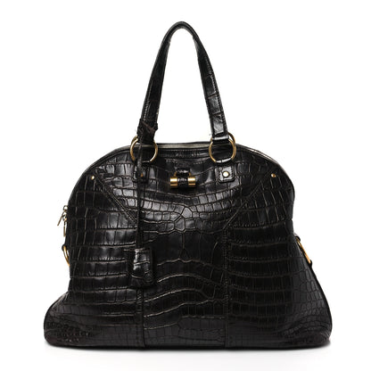Saint Laurent Crocodile Oversized Muse Bag Brown 1 of 11