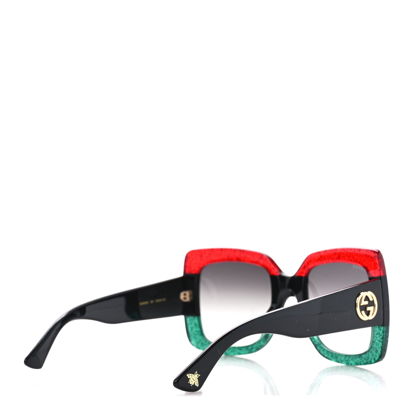 Acetate Square Frame Sunglasses GG0083S Glitter Red Black Green