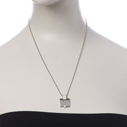 Hermes Lacquered Palladium Eileen Pendant Necklace Blanc White 2 of 7