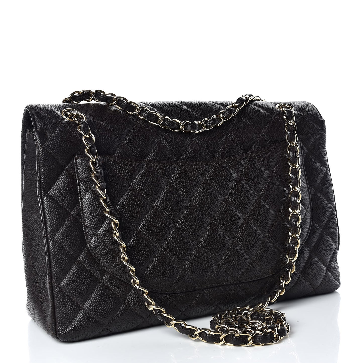 Caviar Quilted Maxi Single Flap Brown