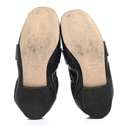 Chanel Laminated Lambskin Womens Quilted Elastic CC Moccasin Loafers 36 Black 5 of 8