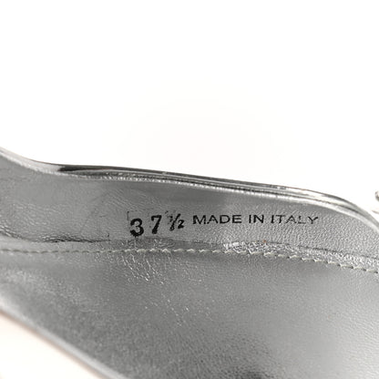 Prada Spazzolato Triangle Logo Pointed Toe 45mm Slingback Pumps 37.5 Argento 8 of 8