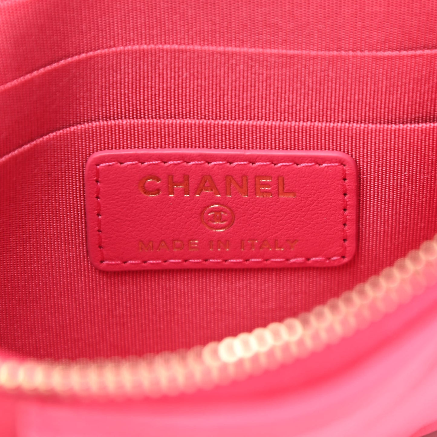 Shiny Goatskin Quilted Chanel 19 Flat Wallet Pouch Dark Pink