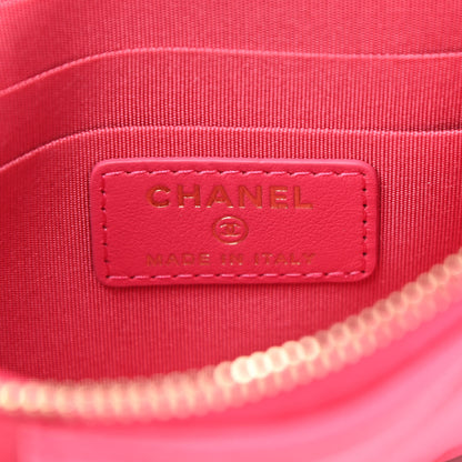 Chanel Shiny Goatskin Quilted Chanel 19 Flat Wallet Pouch Dark Pink 6 of 7