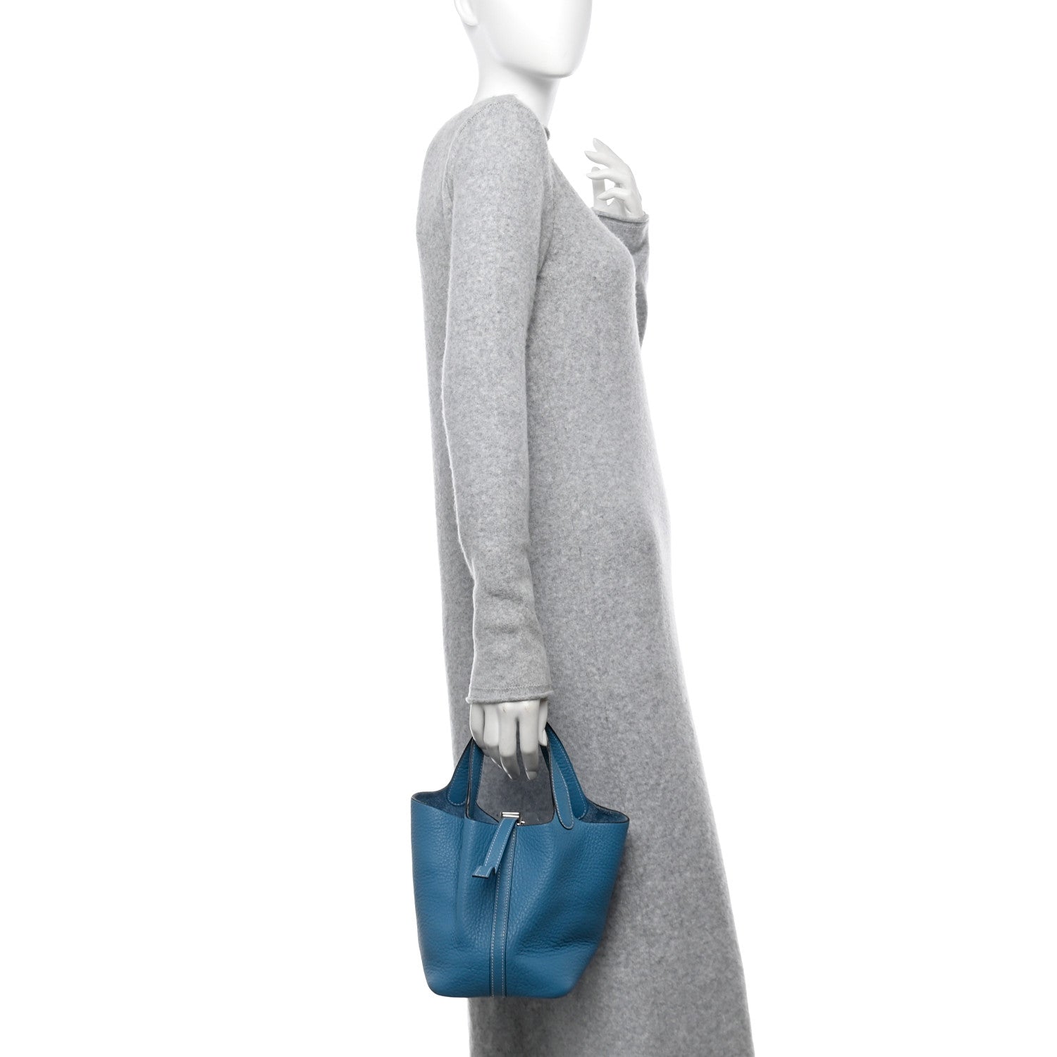 Hermes Taurillon Clemence Picotin 18 PM Blue Jean 2 of 11