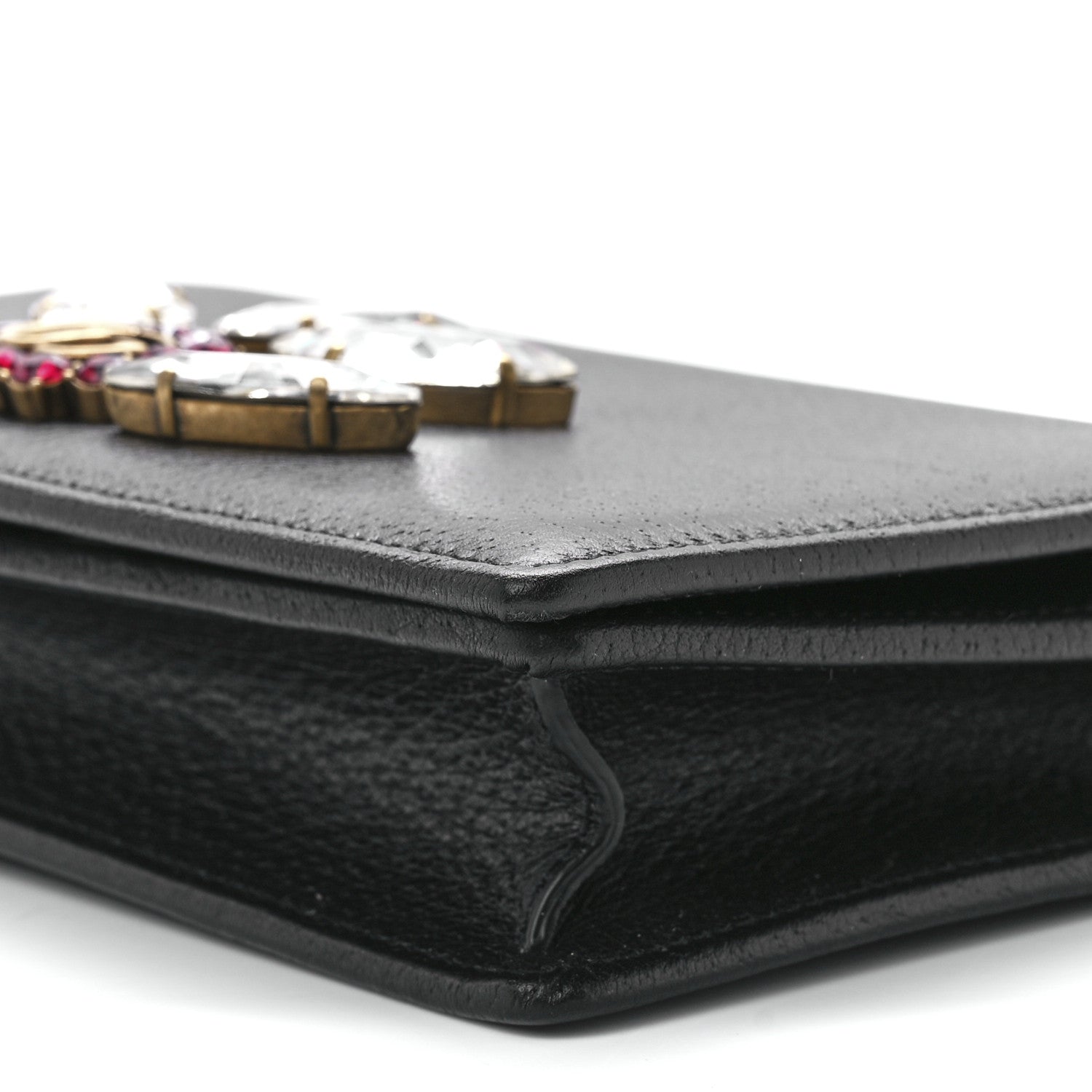 Gucci Calfskin Marquise Crystals Mini GG Chain Wallet Black 11 of 11