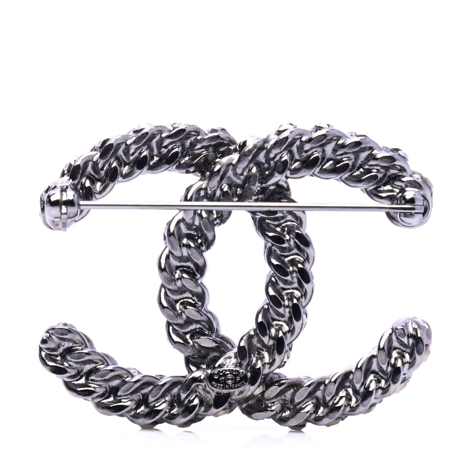 Chanel Ruthenium Enamel CC Brooch Iridescent Blue 2 of 4