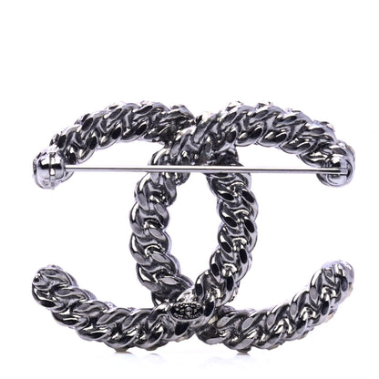 Chanel Ruthenium Enamel CC Brooch Iridescent Blue 2 of 4