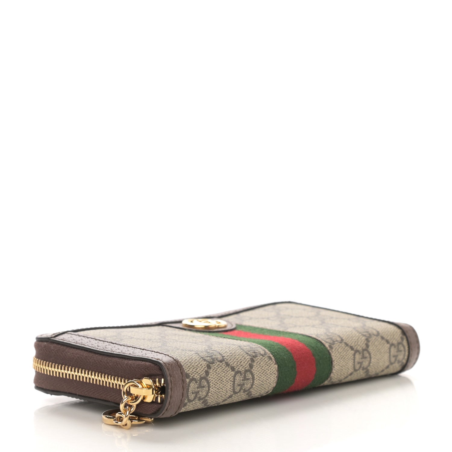 Gucci GG Supreme Monogram Web Ophidia Zip Around Wallet Brown 4 of 8