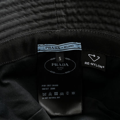 Prada Re-Nylon Metal Triangle Logo Womens Bucket Hat S Black 8 of 10