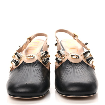 Gucci Malaga Kid Charlotte Pumps 38 Black Skin Rose 2 of 8