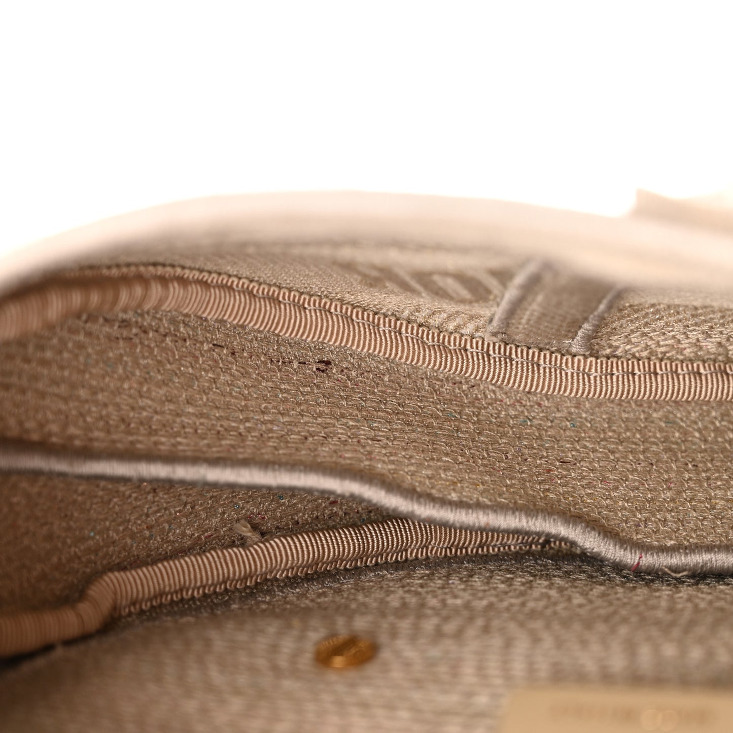 Canvas Embroidered Stripes Saddle Bag Beige Multicolor