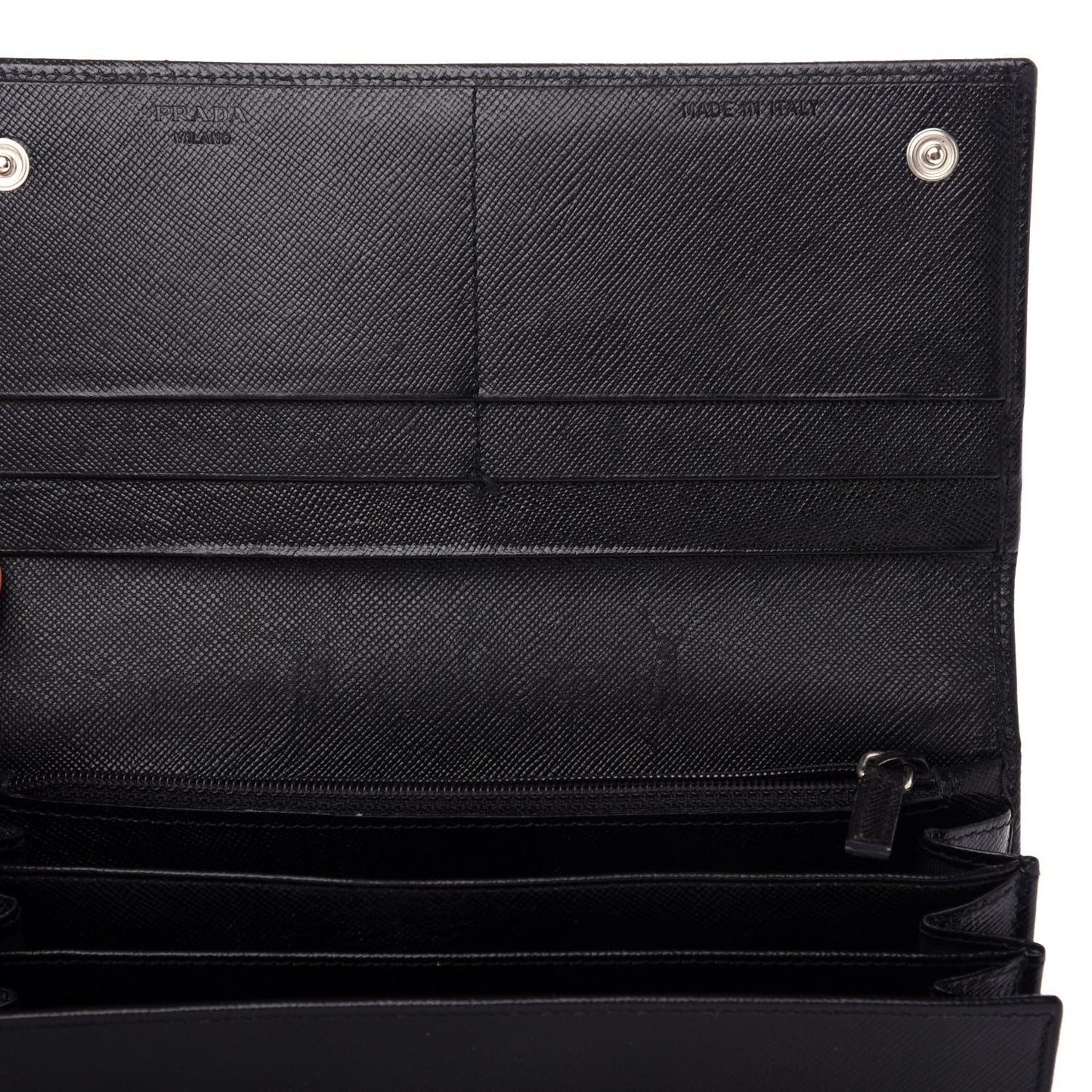 Saffiano Triangle Continental Flap Wallet Black
