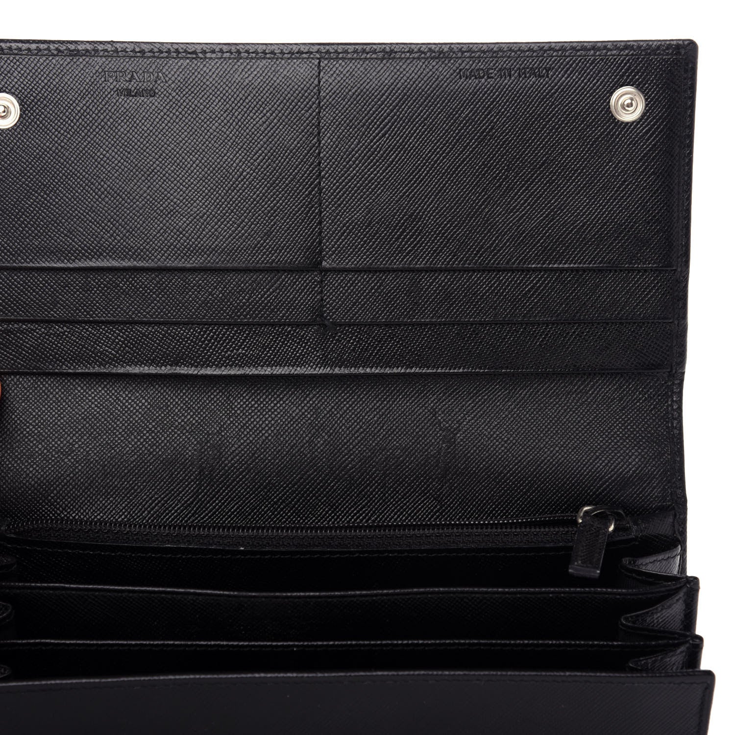 Prada Saffiano Triangle Continental Flap Wallet Black 6 of 10