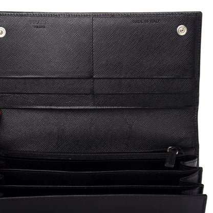 Prada Saffiano Triangle Continental Flap Wallet Black 6 of 10
