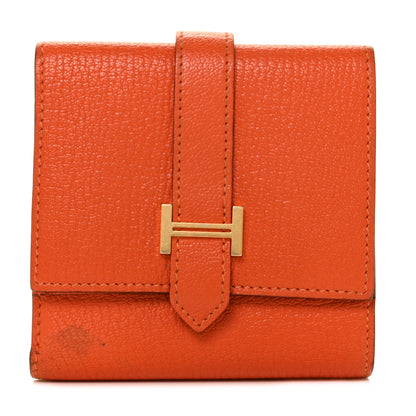 Hermes Chevre Mysore Tri Fold Bearn Wallet Orange 1 of 9