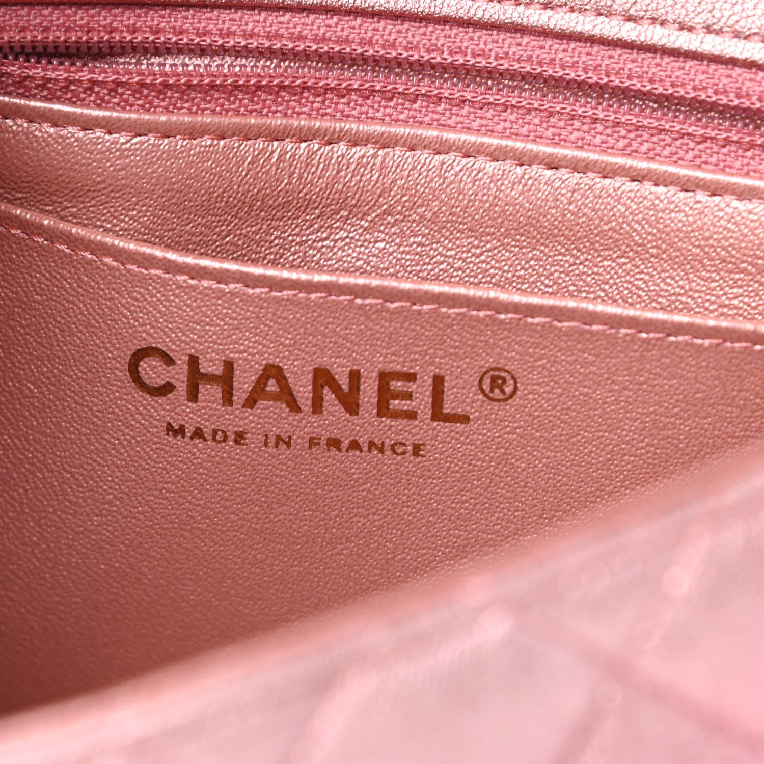 Chanel Metallic Lambskin Quilted Ombre Mini Square Flap Pink 6 of 11