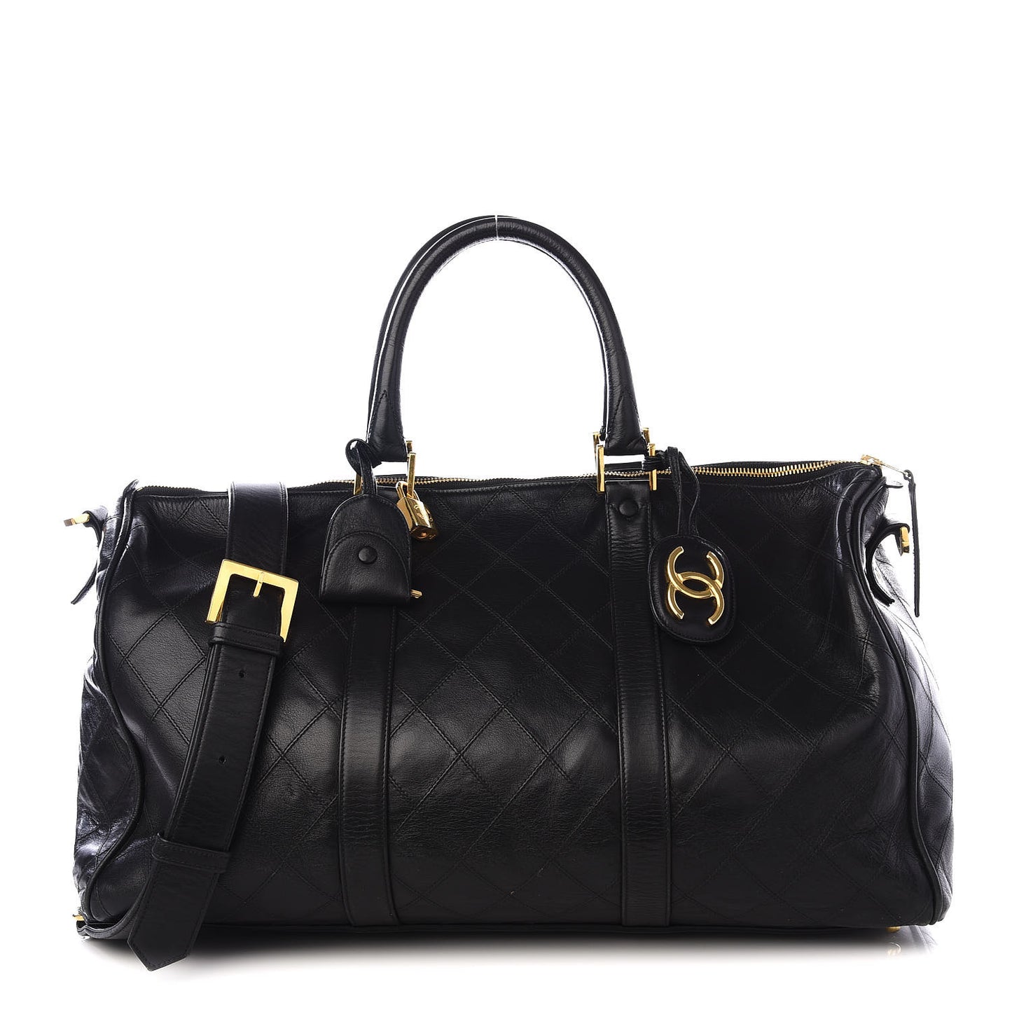 Calfskin Stitched Duffel Bag Black