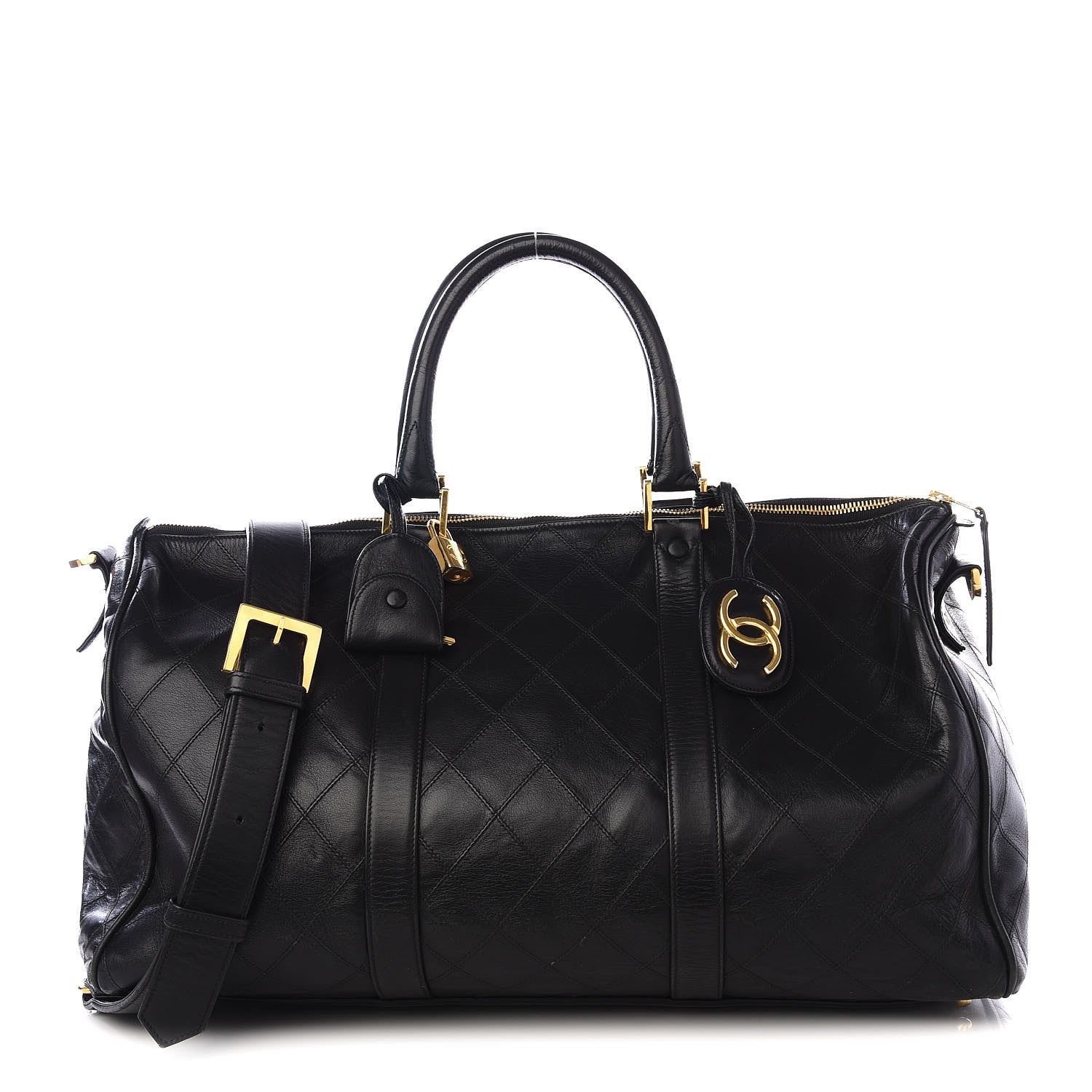 Chanel Calfskin Stitched Duffel Bag Black 1 of 8