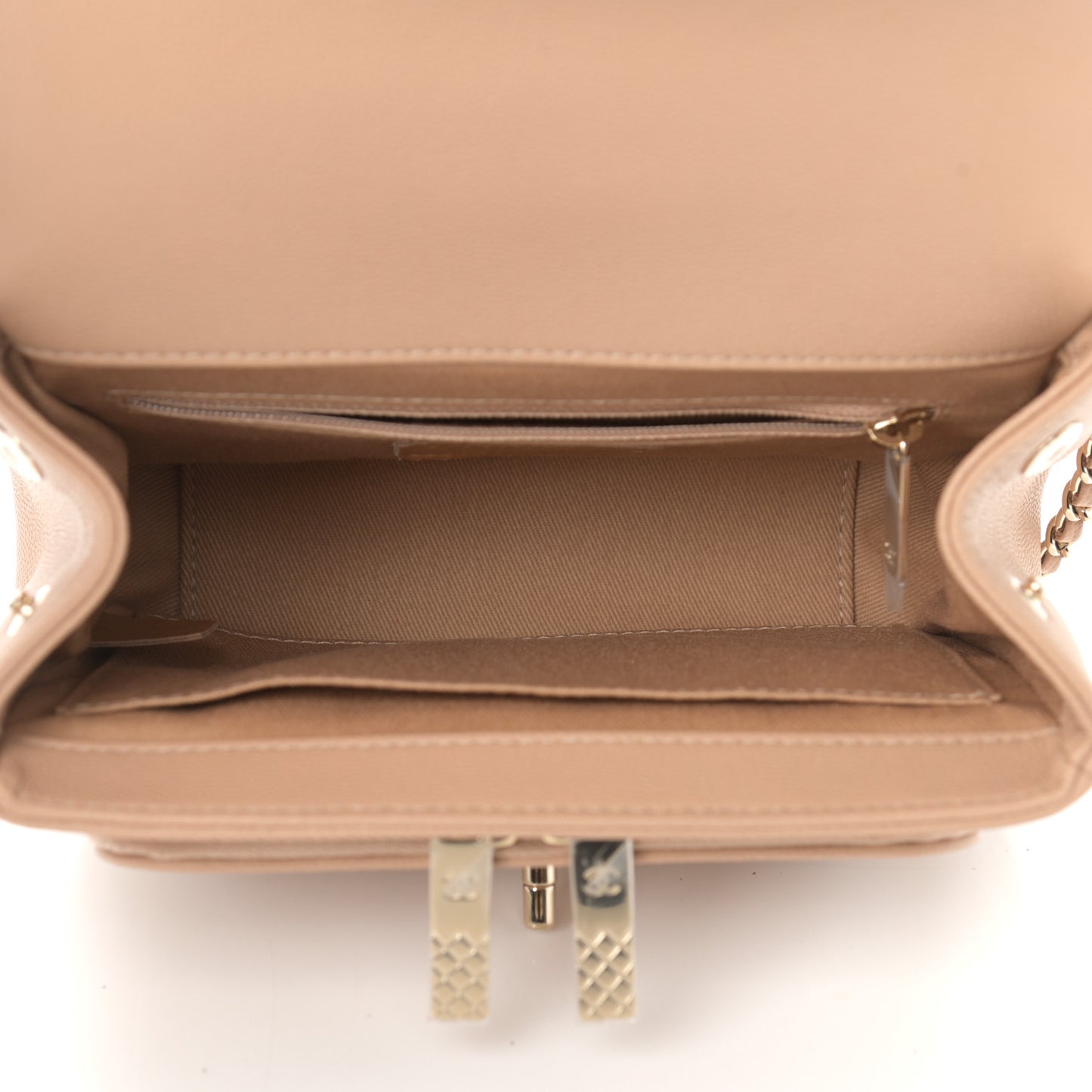Caviar Quilted Small Business Affinity Flap Beige