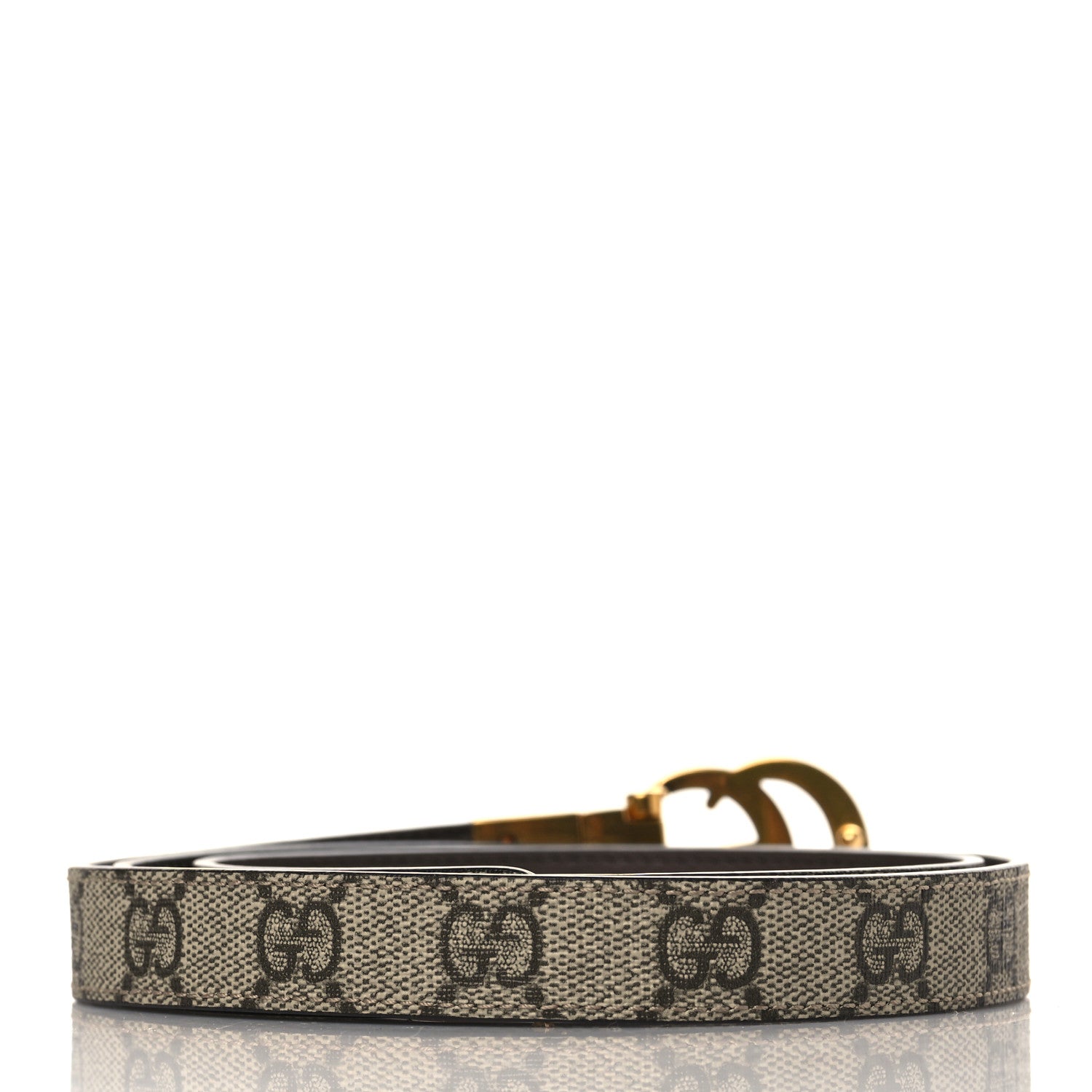 Gucci Calfskin GG Supreme Monogram Double G Reversible 20mm Belt 90 36 Beige New Acero 3 of 6
