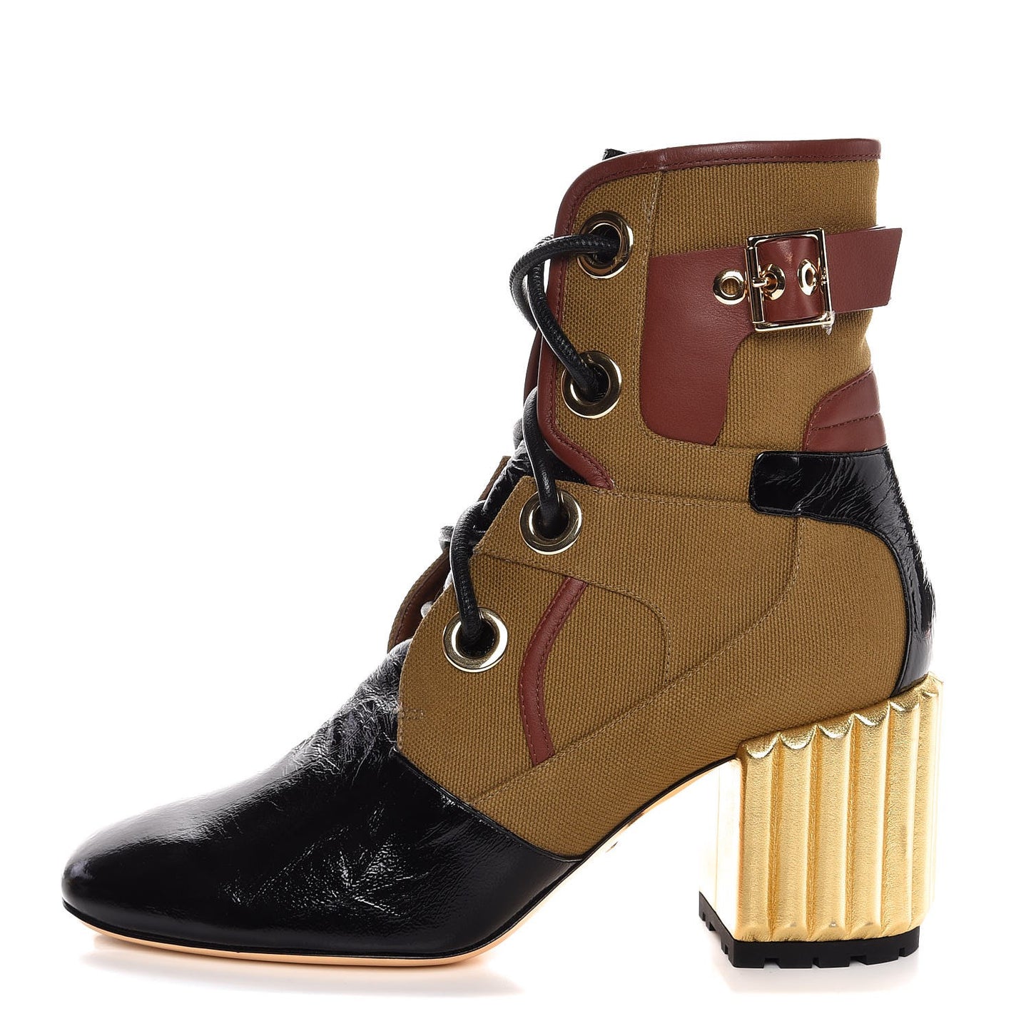 Canvas Glorious Lace Up Ankle Boots 38 Olive